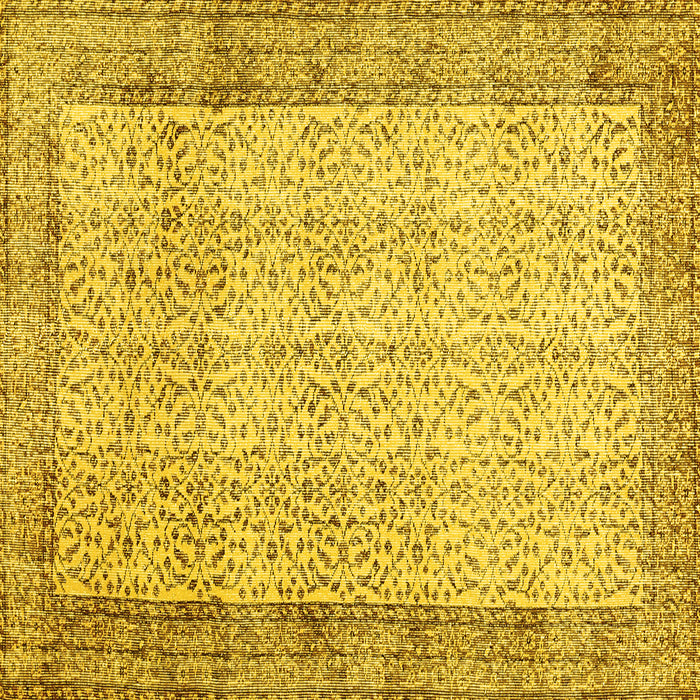 Square Machine Washable Abstract Yellow Contemporary Rug, wshcon491yw