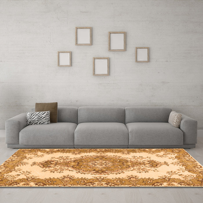 Machine Washable Abstract Orange Contemporary Area Rugs in a Living Room, wshcon492org