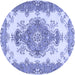 Round Abstract Blue Contemporary Rug, con492blu