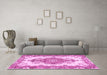 Machine Washable Abstract Pink Contemporary Rug in a Living Room, wshcon492pnk