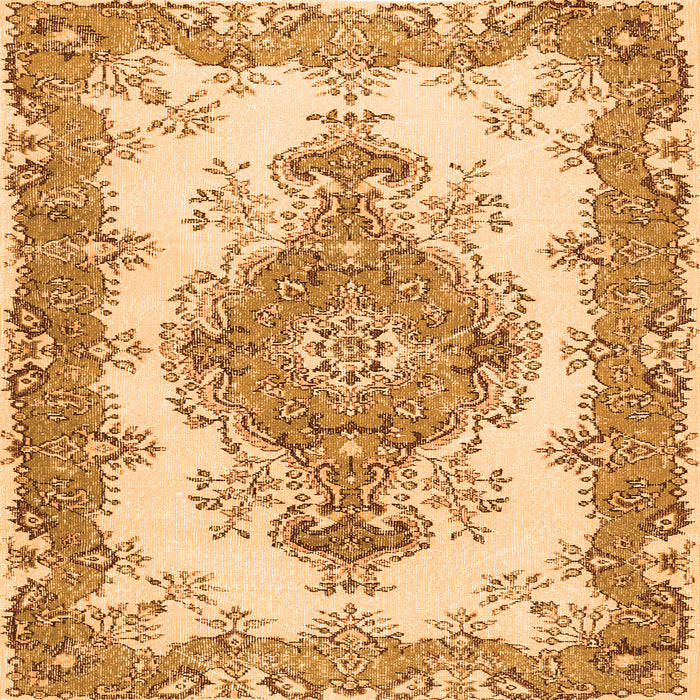 Round Machine Washable Abstract Orange Contemporary Area Rugs, wshcon492org