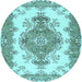 Round Machine Washable Abstract Light Blue Contemporary Rug, wshcon492lblu