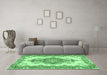 Machine Washable Abstract Emerald Green Contemporary Area Rugs in a Living Room,, wshcon492emgrn