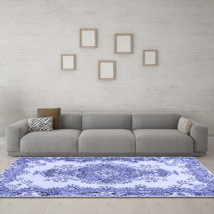 Machine Washable Abstract Blue Contemporary Rug in a Living Room, wshcon492blu