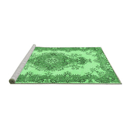Sideview of Machine Washable Abstract Emerald Green Contemporary Area Rugs, wshcon492emgrn