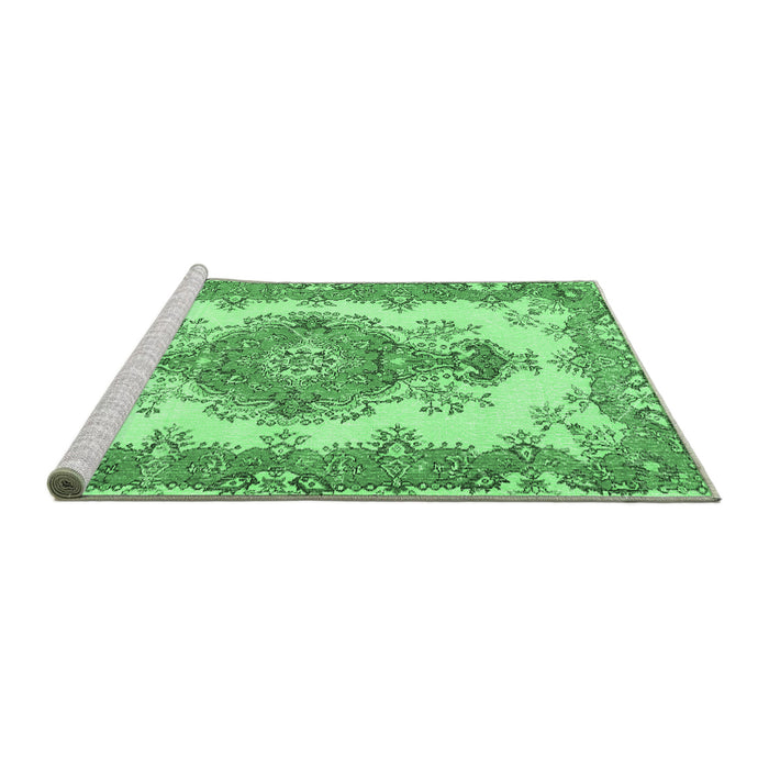 Sideview of Machine Washable Abstract Emerald Green Contemporary Area Rugs, wshcon492emgrn