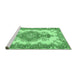 Sideview of Machine Washable Abstract Emerald Green Contemporary Area Rugs, wshcon492emgrn