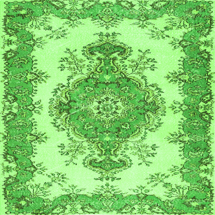 Serging Thickness of Abstract Green Contemporary Rug, con492grn
