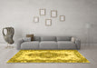 Machine Washable Abstract Yellow Contemporary Rug in a Living Room, wshcon492yw