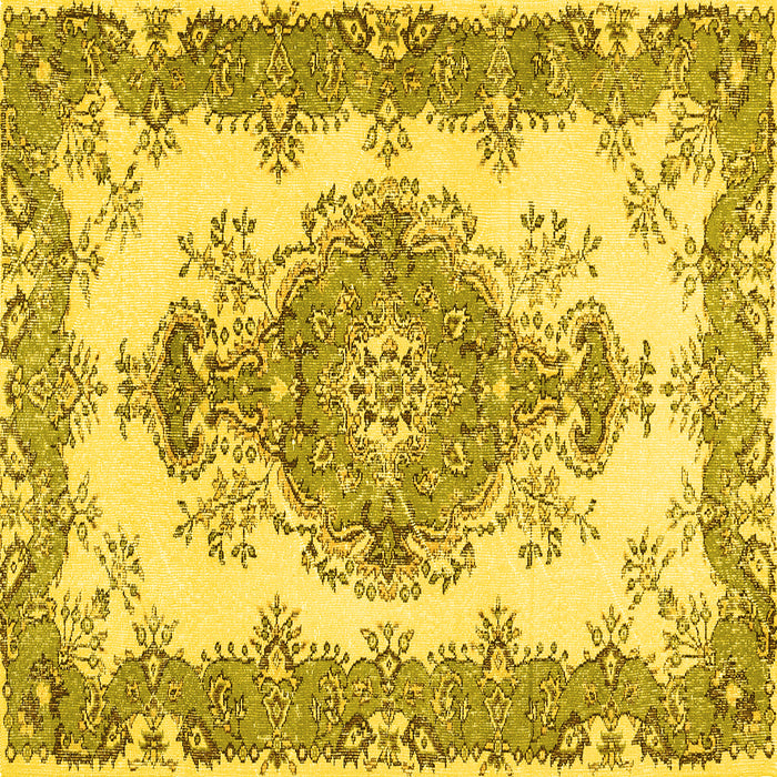 Square Machine Washable Abstract Yellow Contemporary Rug, wshcon492yw