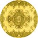 Round Abstract Yellow Contemporary Rug, con492yw