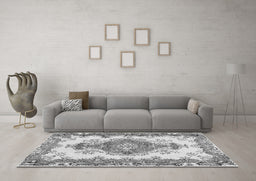 Machine Washable Abstract Gray Contemporary Rug in a Living Room,, wshcon492gry