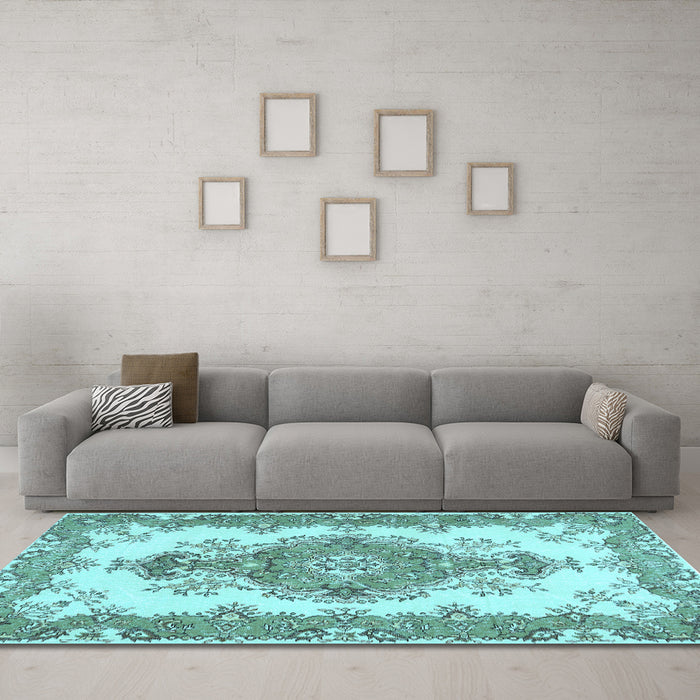 Machine Washable Abstract Light Blue Contemporary Rug in a Living Room, wshcon492lblu