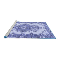 Sideview of Machine Washable Abstract Blue Contemporary Rug, wshcon492blu