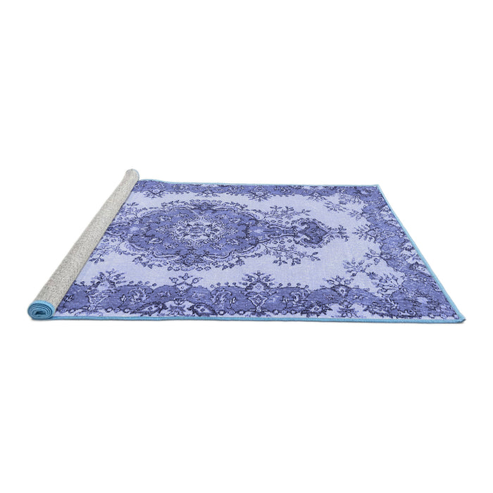 Sideview of Machine Washable Abstract Blue Contemporary Rug, wshcon492blu
