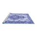 Sideview of Machine Washable Abstract Blue Contemporary Rug, wshcon492blu