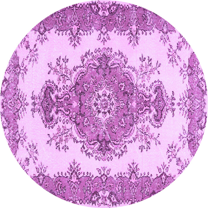 Round Abstract Purple Contemporary Rug, con492pur