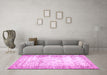 Machine Washable Abstract Pink Contemporary Rug in a Living Room, wshcon493pnk