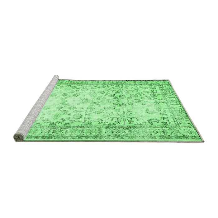 Sideview of Machine Washable Abstract Emerald Green Contemporary Area Rugs, wshcon493emgrn