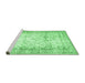 Sideview of Machine Washable Abstract Emerald Green Contemporary Area Rugs, wshcon493emgrn