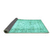 Sideview of Abstract Turquoise Contemporary Rug, con493turq