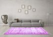 Machine Washable Abstract Purple Contemporary Area Rugs in a Living Room, wshcon493pur