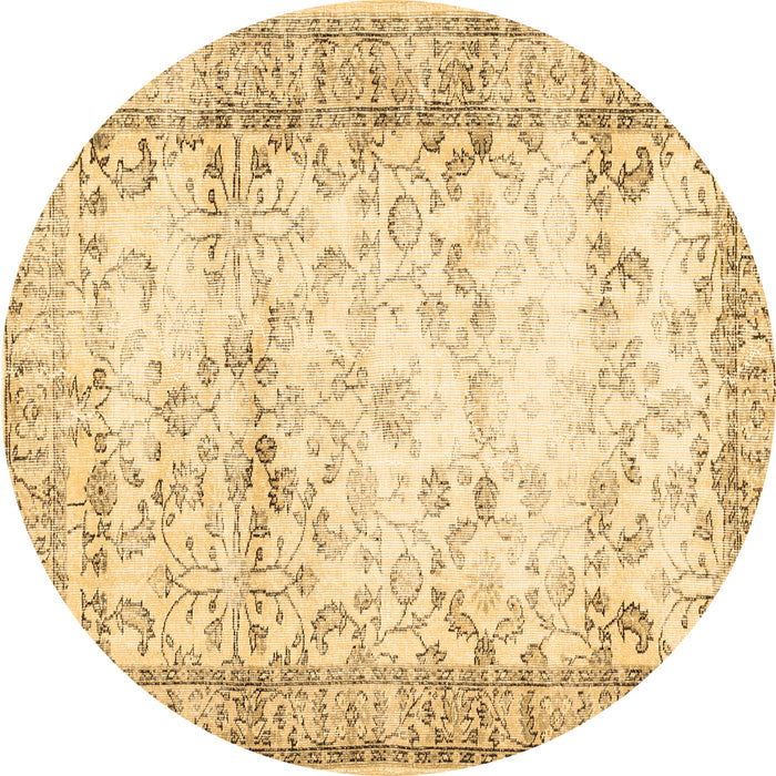 Round Abstract Brown Contemporary Rug, con493brn