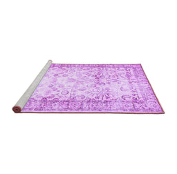 Sideview of Machine Washable Abstract Purple Contemporary Area Rugs, wshcon493pur