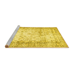 Sideview of Machine Washable Abstract Yellow Contemporary Rug, wshcon493yw
