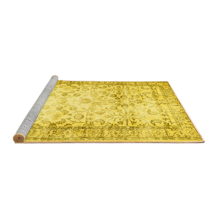 Sideview of Machine Washable Abstract Yellow Contemporary Rug, wshcon493yw