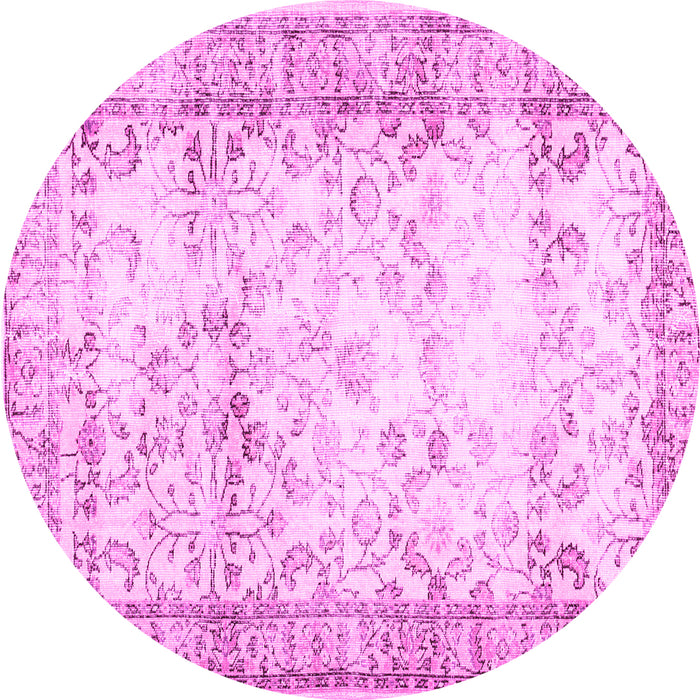 Round Machine Washable Abstract Pink Contemporary Rug, wshcon493pnk