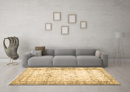 Machine Washable Abstract Brown Contemporary Rug in a Living Room,, wshcon493brn