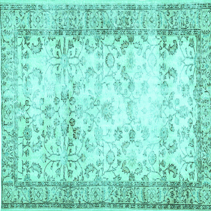 Square Machine Washable Abstract Turquoise Contemporary Area Rugs, wshcon493turq
