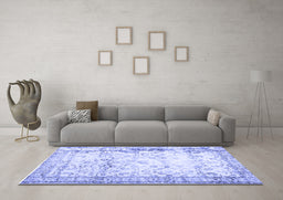 Machine Washable Abstract Blue Contemporary Rug in a Living Room, wshcon493blu