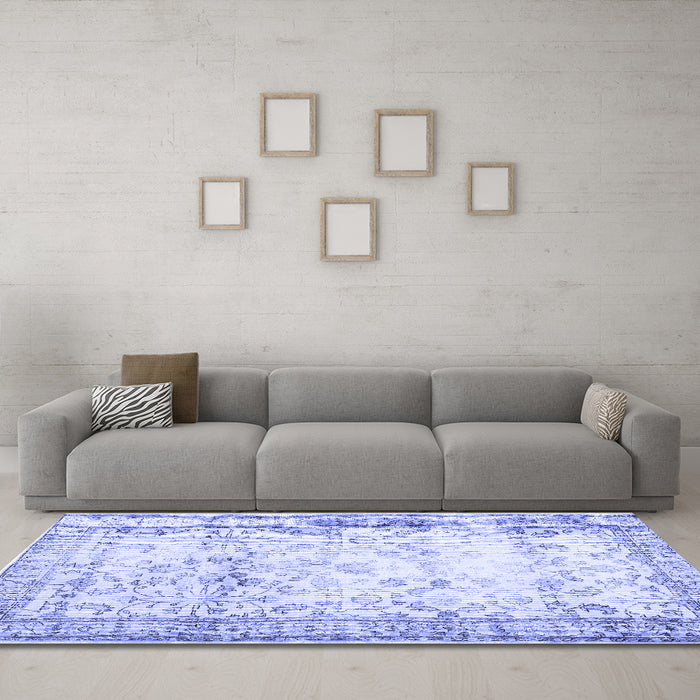 Machine Washable Abstract Blue Contemporary Rug in a Living Room, wshcon493blu