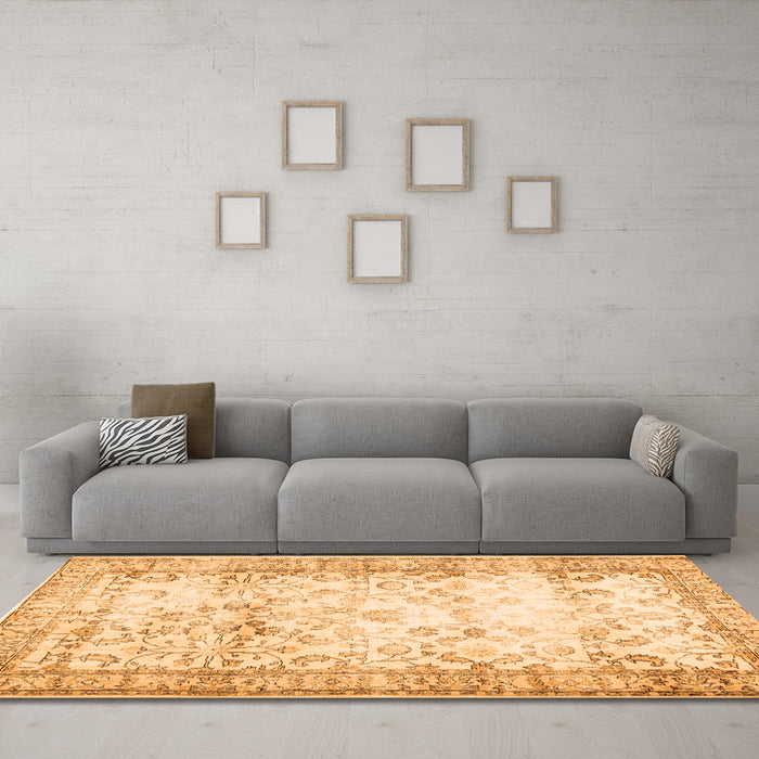 Machine Washable Abstract Orange Contemporary Area Rugs in a Living Room, wshcon493org