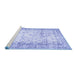 Sideview of Machine Washable Abstract Blue Contemporary Rug, wshcon493blu