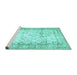 Sideview of Machine Washable Abstract Turquoise Contemporary Area Rugs, wshcon493turq