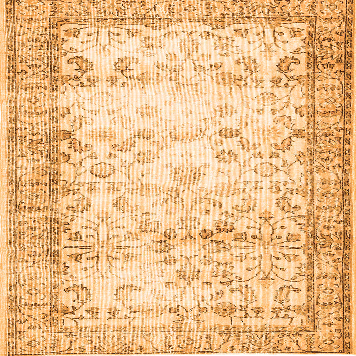 Round Machine Washable Abstract Orange Contemporary Area Rugs, wshcon493org