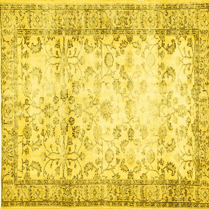 Square Machine Washable Abstract Yellow Contemporary Rug, wshcon493yw