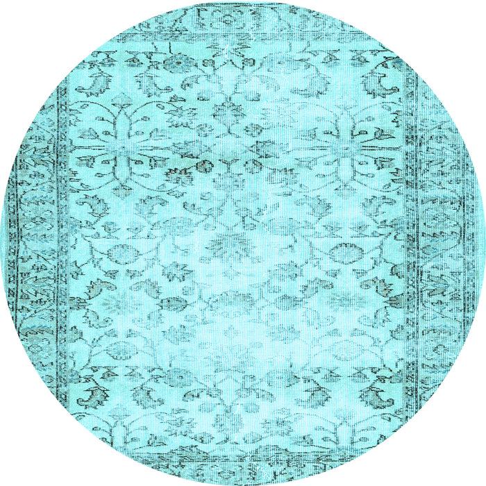 Round Machine Washable Abstract Light Blue Contemporary Rug, wshcon493lblu