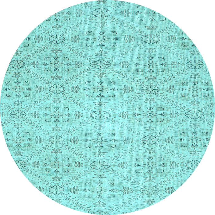 Round Abstract Light Blue Contemporary Rug, con494lblu