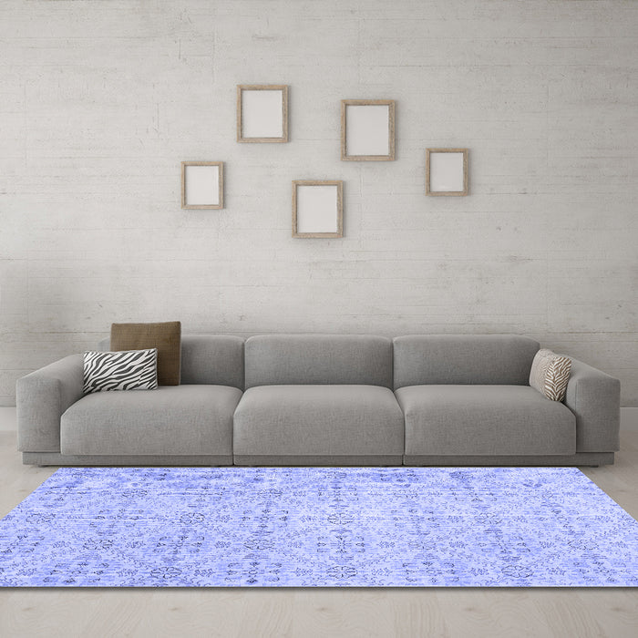 Machine Washable Abstract Blue Contemporary Rug in a Living Room, wshcon494blu
