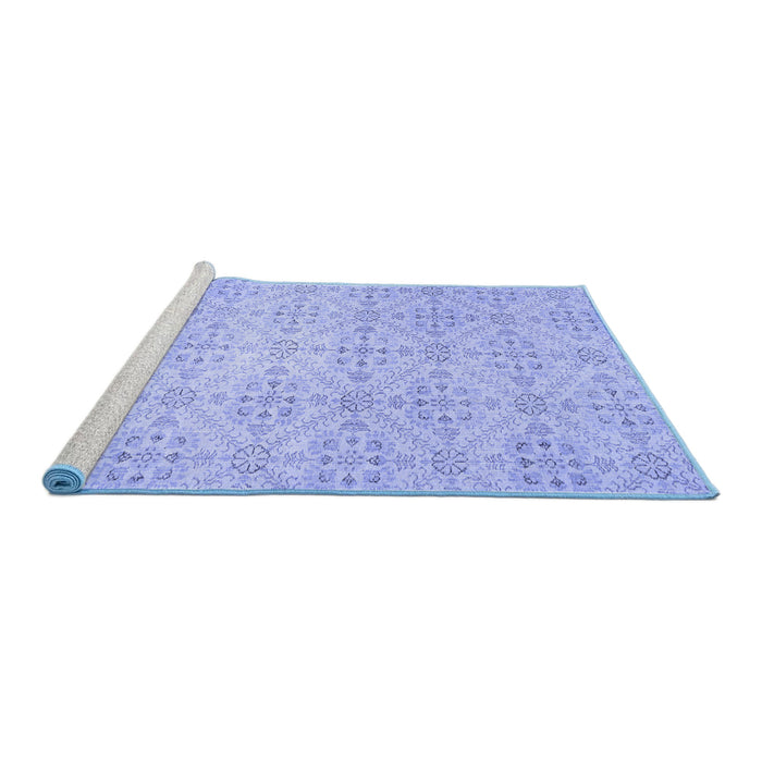 Sideview of Machine Washable Abstract Blue Contemporary Rug, wshcon494blu