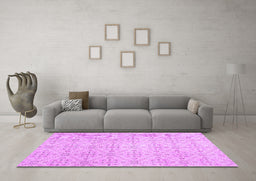 Machine Washable Abstract Purple Contemporary Area Rugs in a Living Room, wshcon494pur