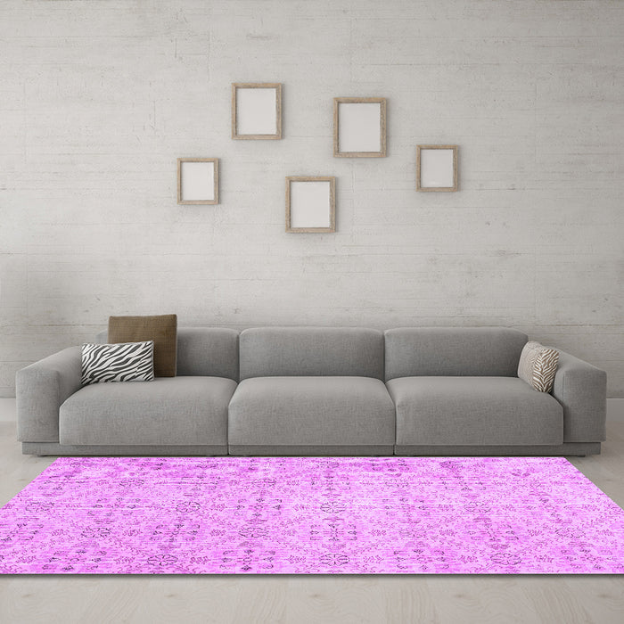 Machine Washable Abstract Purple Contemporary Area Rugs in a Living Room, wshcon494pur