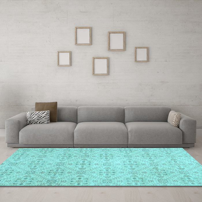Machine Washable Abstract Light Blue Contemporary Rug in a Living Room, wshcon494lblu