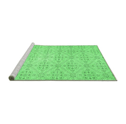 Sideview of Machine Washable Abstract Emerald Green Contemporary Area Rugs, wshcon494emgrn