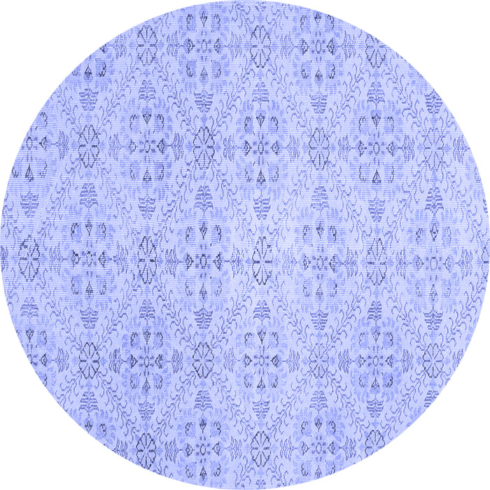 Round Machine Washable Abstract Blue Contemporary Rug, wshcon494blu
