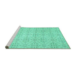 Sideview of Machine Washable Abstract Turquoise Contemporary Area Rugs, wshcon494turq